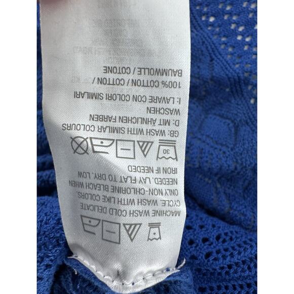 Joan Rivers Cardigan Sz L Open Crochet Knit Boho Beach Blue Lagenlook Shawl New - Picture 7 of 13